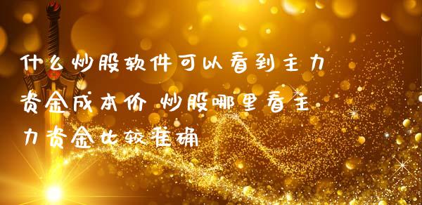 什么炒股软件可以看到主力资金成本价 炒股哪里看主力资金比较准确_https://www.dglong8.com_股票理财_第1张