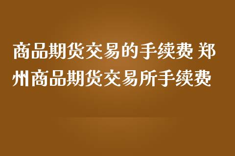 商品期货交易的手续费 郑州商品期货交易所手续费