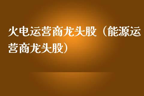 火电运营商龙头股（能源运营商龙头股）