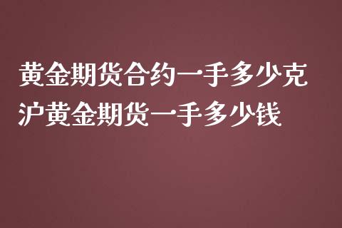 黄金期货合约一手多少克 沪黄金期货一手多少钱