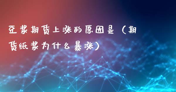 豆浆期货上涨的原因是（期货纸浆为什么暴涨）