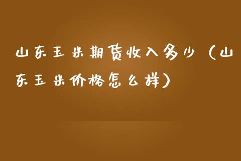 山东玉米期货收入多少（山东玉米价格怎么样）