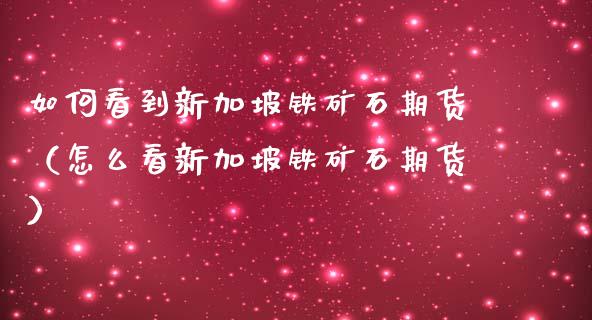 如何看到新加坡铁矿石期货（怎么看新加坡铁矿石期货）