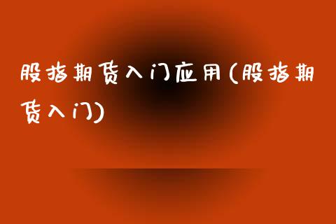 股指期货入门应用(股指期货入门)