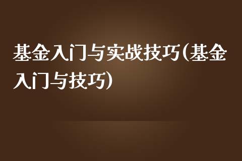 基金入门与实战技巧(基金入门与技巧)