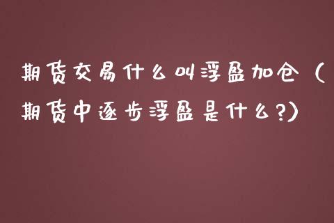 期货交易什么叫浮盈加仓（期货中逐步浮盈是什么?）