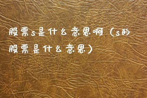 股票s是什么意思啊（s的股票是什么意思）