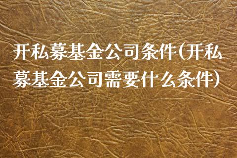 开私募基金公司条件(开私募基金公司需要什么条件)