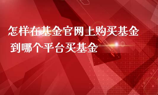 怎样在基金上购买基金 到哪个平台买基金
