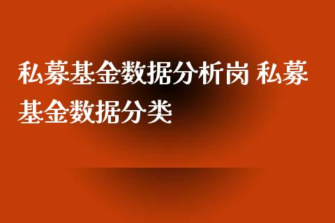 私募基金数据分析岗 私募基金数据分类