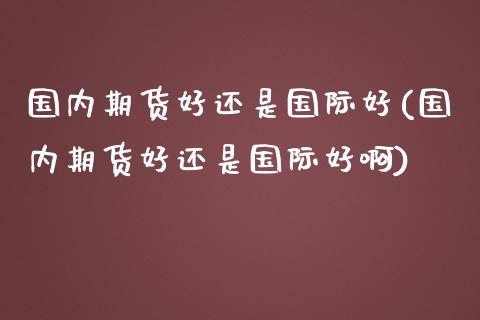 国内期货好还是国际好(国内期货好还是国际好啊)