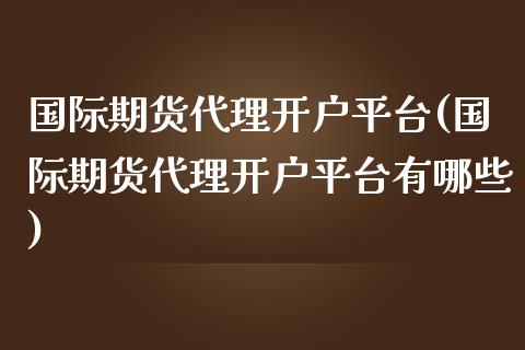 国际期货代理开户平台(国际期货代理开户平台有哪些)