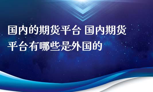 国内的期货平台 国内期货平台有哪些是外国的