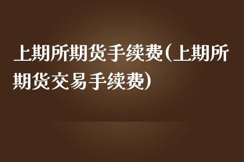 上期所期货手续费(上期所期货交易手续费)