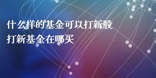什么样的基金可以打新股 打新基金在哪买