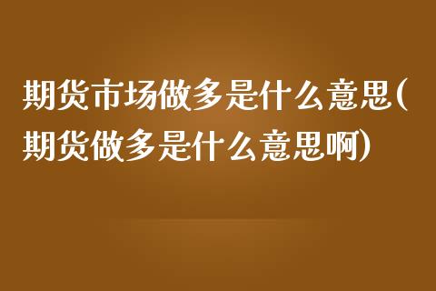 期货市场做多是什么意思(期货做多是什么意思啊)