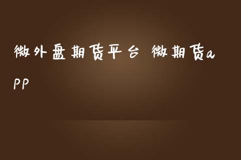 微外盘期货平台 微期货app