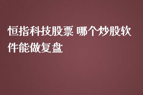 恒指科技股票 哪个炒股软件能做复盘