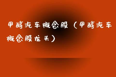 甲醇汽车概念股（甲醇汽车概念股龙头）