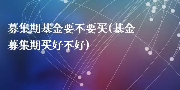 募集期基金要不要买(基金募集期买好不好)