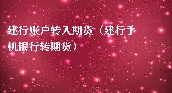 建行账户转入期货（建行手机银行转期货）