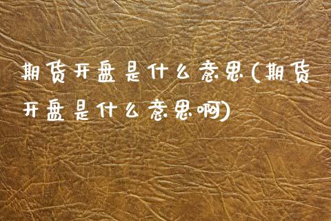 期货开盘是什么意思(期货开盘是什么意思啊)