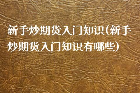新手炒期货入门知识(新手炒期货入门知识有哪些)