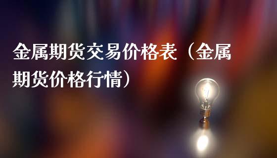 金属期货交易价格表（金属期货价格行情）