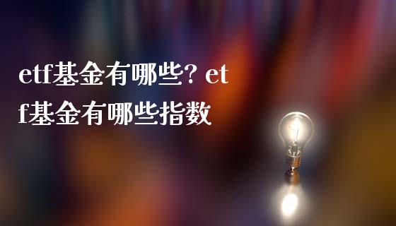 etf基金有哪些? etf基金有哪些指数