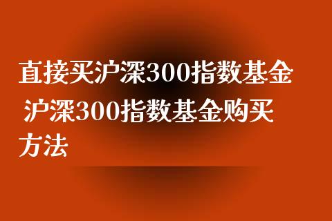 直接买沪深300指数基金 沪深300指数基金购买方法_https://www.dglong8.com_期货理财_第1张