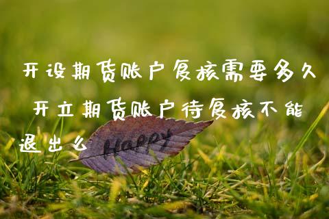 开设期货账户复核需要多久 开立期货账户待复核不能退出么