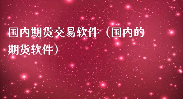 国内期货交易软件（国内的期货软件）