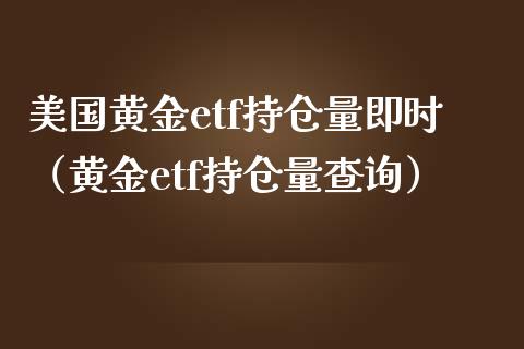 美国黄金etf持仓量即时（黄金etf持仓量查询）