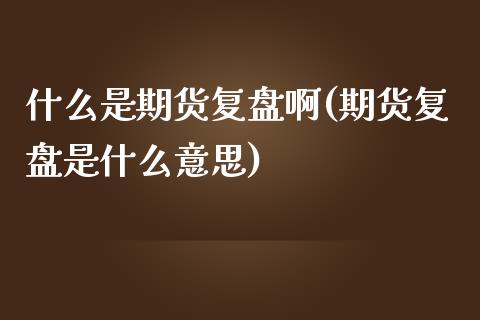 什么是期货复盘啊(期货复盘是什么意思)