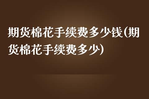 期货棉花手续费多少钱(期货棉花手续费多少)
