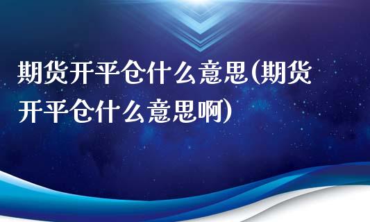 期货开平仓什么意思(期货开平仓什么意思啊)