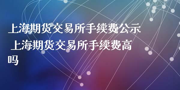 上海期货交易所手续费公示 上海期货交易所手续费高吗