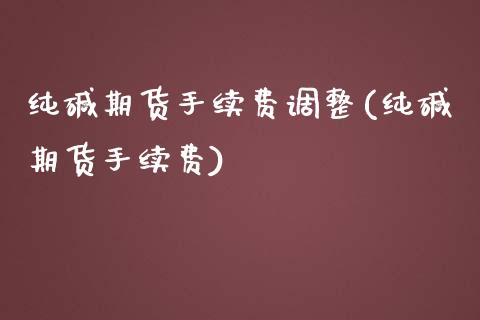 纯碱期货手续费调整(纯碱期货手续费)