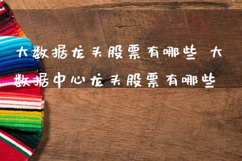 大数据龙头股票有哪些 大数据中心龙头股票有哪些