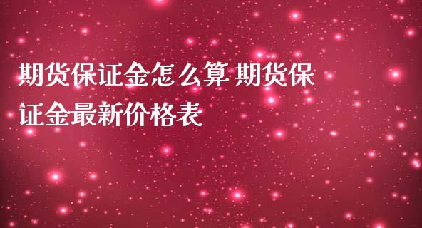 期货保证金怎么算 期货保证金最新价格表