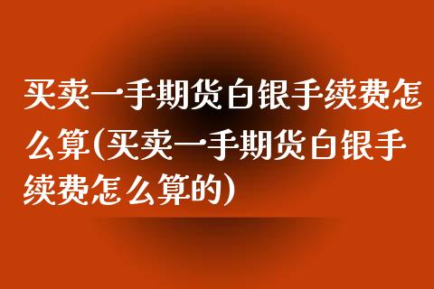 买卖一手期货白银手续费怎么算(买卖一手期货白银手续费怎么算的)