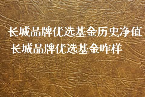 长城品牌优选基金历史净值 长城品牌优选基金咋样