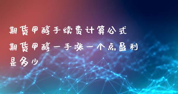 期货甲醇手续费计算公式 期货甲醇一手涨一个点盈利是多少