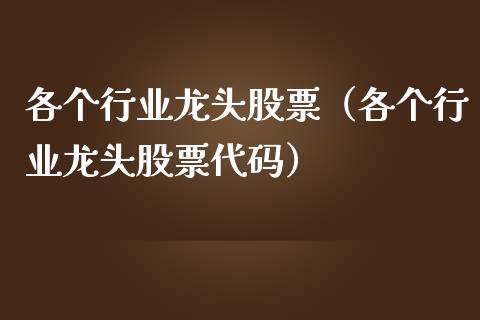 各个行业龙头股票（各个行业龙头股票代码）