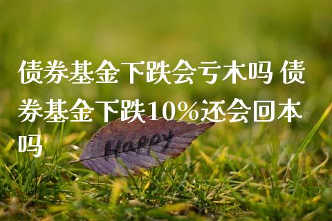 债券基金下跌会亏木吗 债券基金下跌10%还会回本吗
