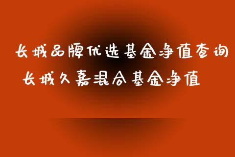 长城品牌优选基金净值查询 长城久嘉混合基金净值_https://www.dglong8.com_基金理财_第1张