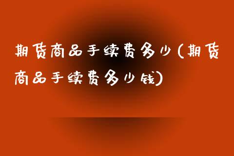 期货商品手续费多少(期货商品手续费多少钱)
