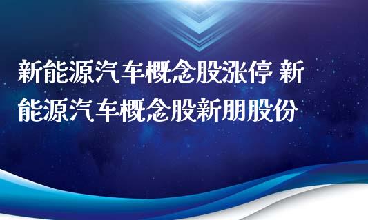 新能源汽车概念股涨停 新能源汽车概念股新朋股份