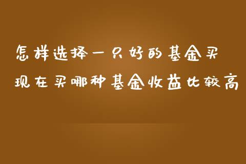 怎样选择一只好的基金买 现在买哪种基金收益比较高