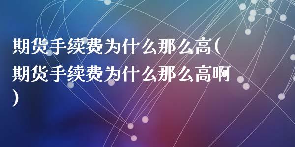 期货手续费为什么那么高(期货手续费为什么那么高啊)